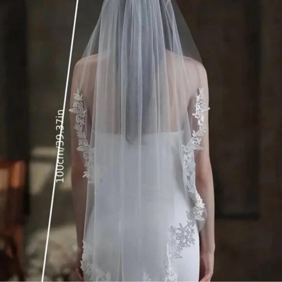 Wedding veil Embroidered with Golden Hair Comb New ✨✨ main image 4